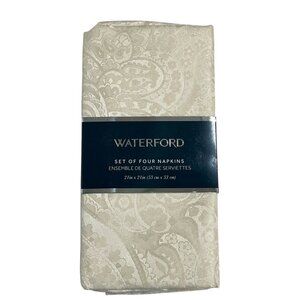 Waterford Cloth Dinner Napkins Ivory Paisley Jacquard Set Of‎ 4 Elegant Holiday